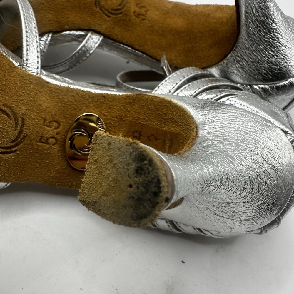 Natural Spin Strappy Tango Heels Dance Shoes Silver Women's Size 5.5 MSRP $106 - Picture 13 of 15